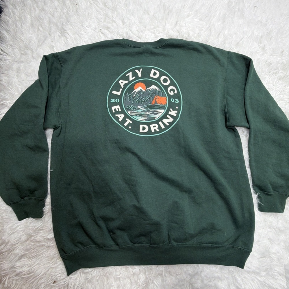 Lazy‎ Dog Crew Neck Sweatshirt Mens 2XL XXL Bar Restaurants Logo Teal Green